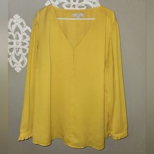 Loft Plus Size 22 Yellow Blouse